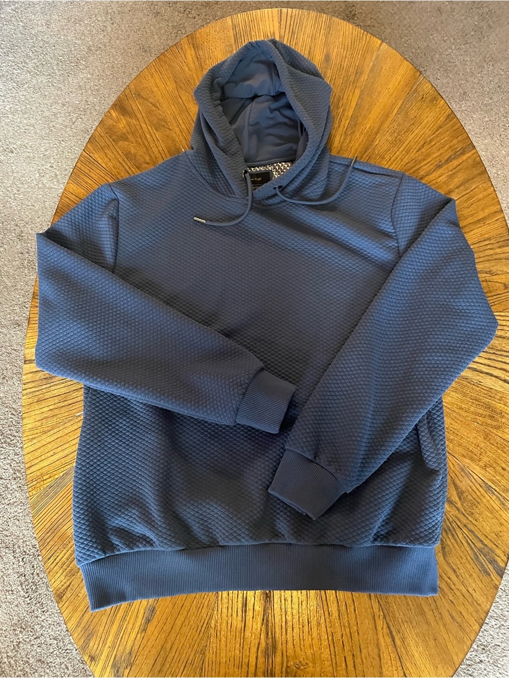 Textured Navy Pullover Hoodie